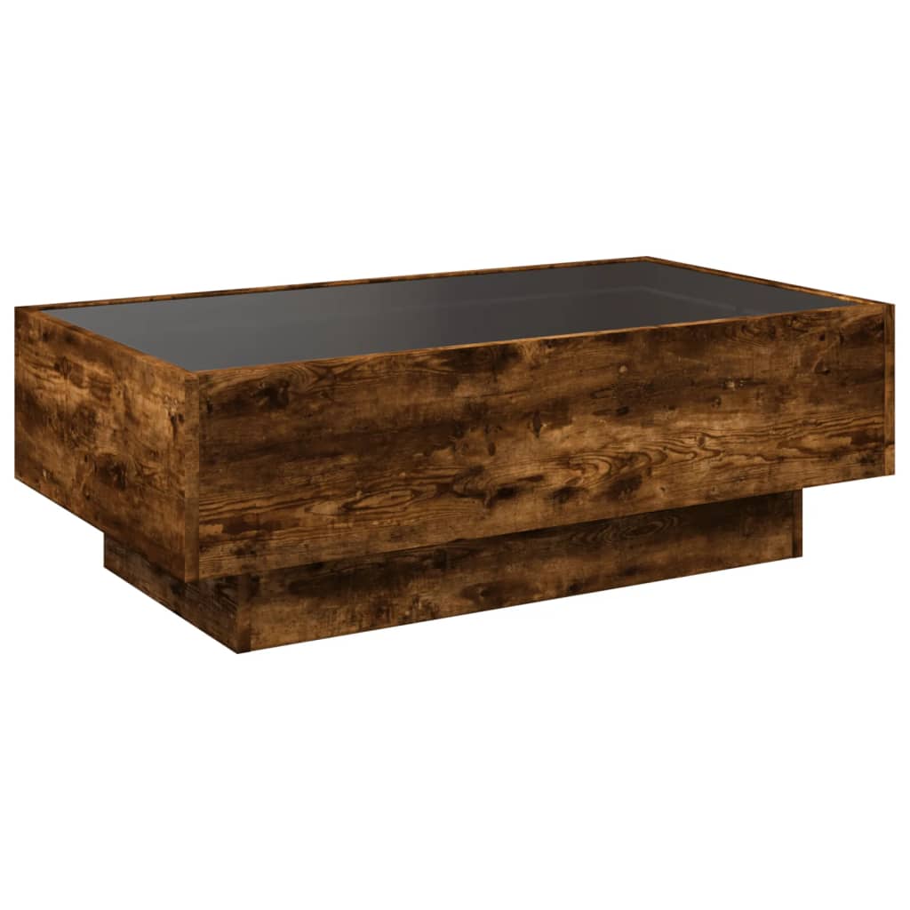 Coffee Table with LED Smoked Oak 90x50x30 cm Engineered Wood