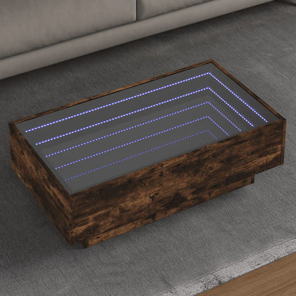 Coffee Table with LED Smoked Oak 90x50x30 cm Engineered Wood