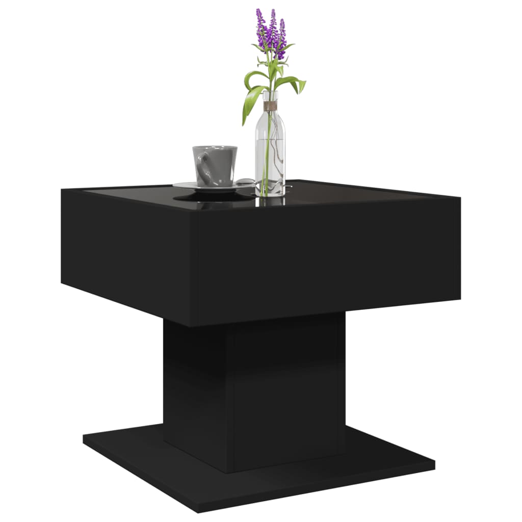 Coffee Table with LED Black 50x50x45 cm Engineered Wood