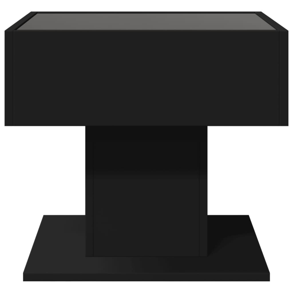 Coffee Table with LED Black 50x50x45 cm Engineered Wood