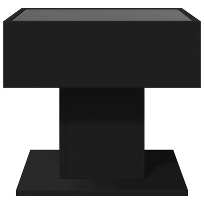 Coffee Table with LED Black 50x50x45 cm Engineered Wood