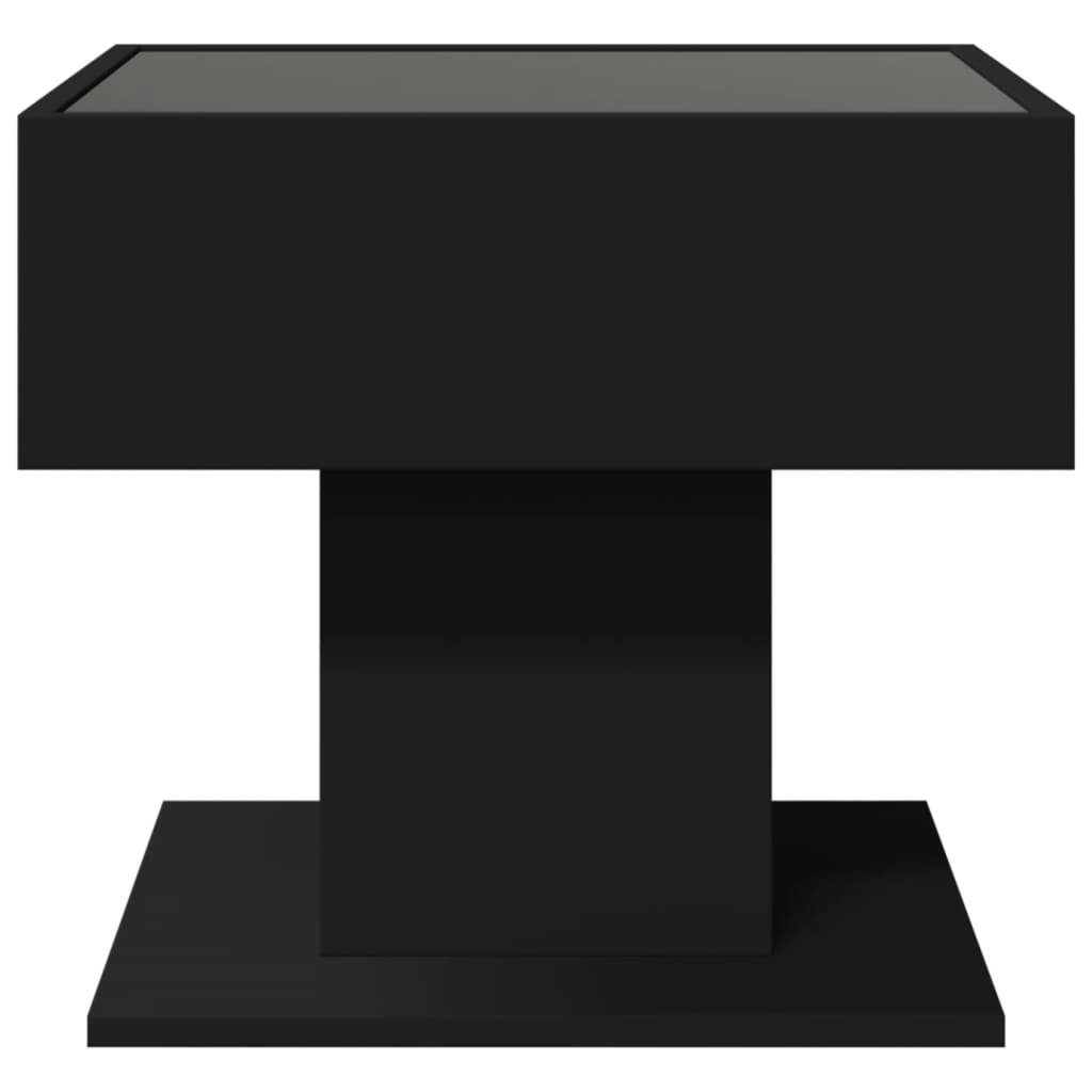 Coffee Table with LED Black 50x50x45 cm Engineered Wood