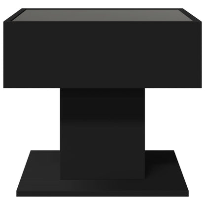 Coffee Table with LED Black 50x50x45 cm Engineered Wood