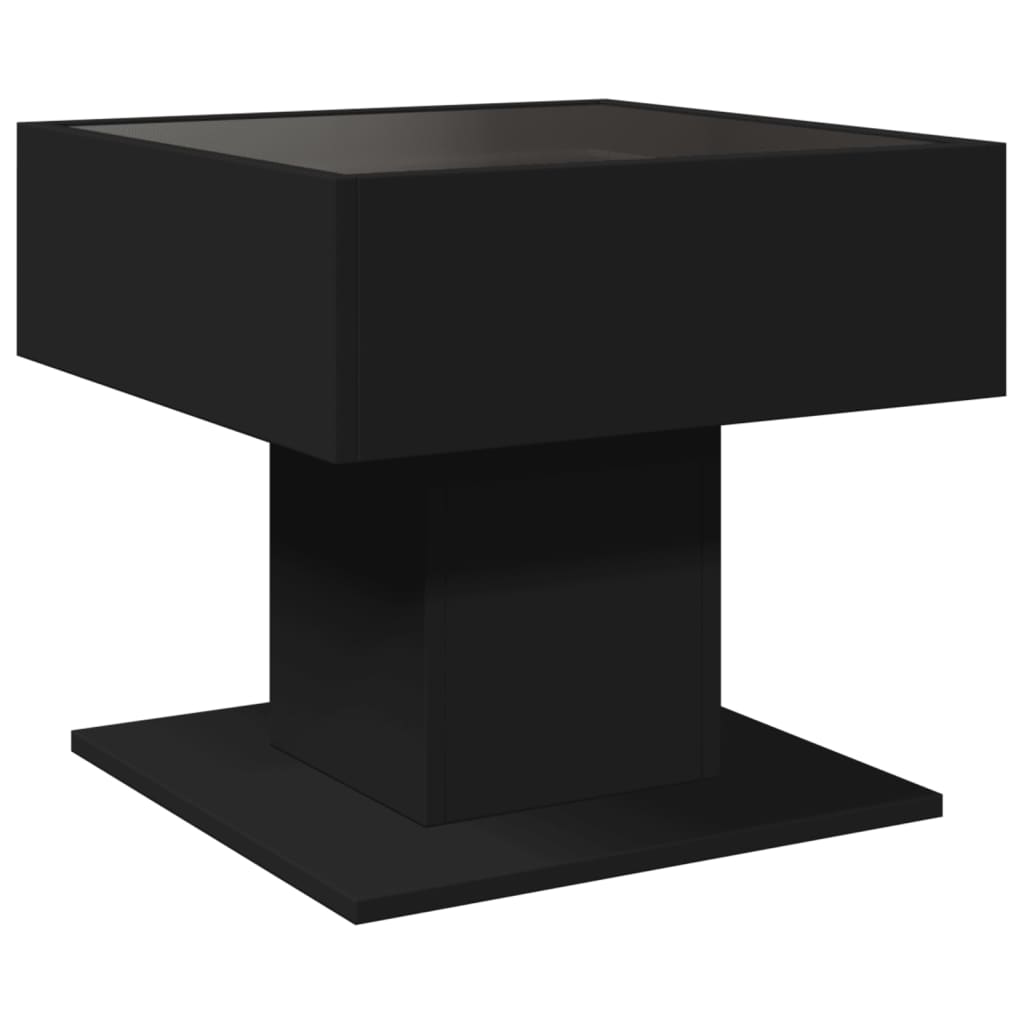 Coffee Table with LED Black 50x50x45 cm Engineered Wood