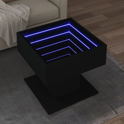 Coffee Table with LED Black 50x50x45 cm Engineered Wood