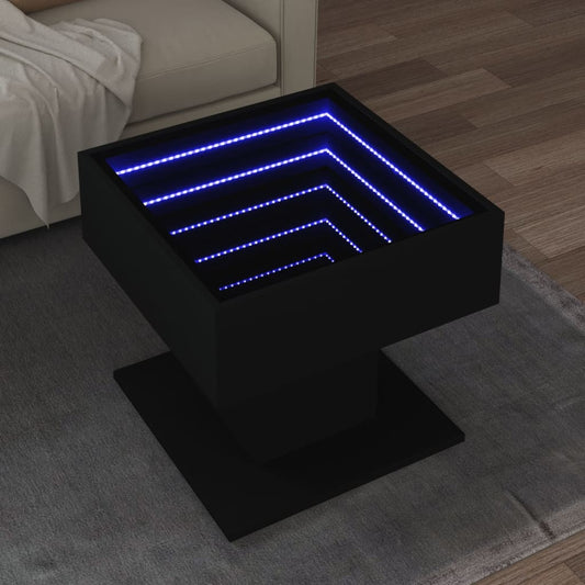 Coffee Table with LED Black 50x50x45 cm Engineered Wood