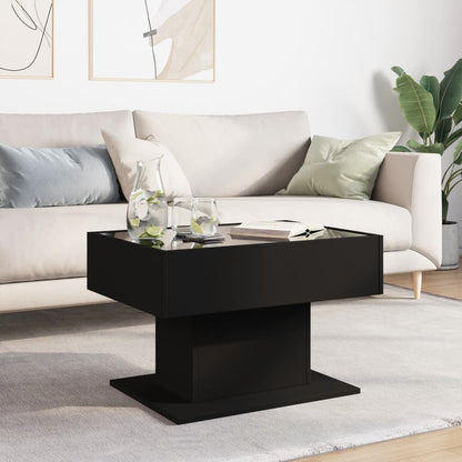 Coffee Table with LED Black 70x50x45 cm Engineered Wood