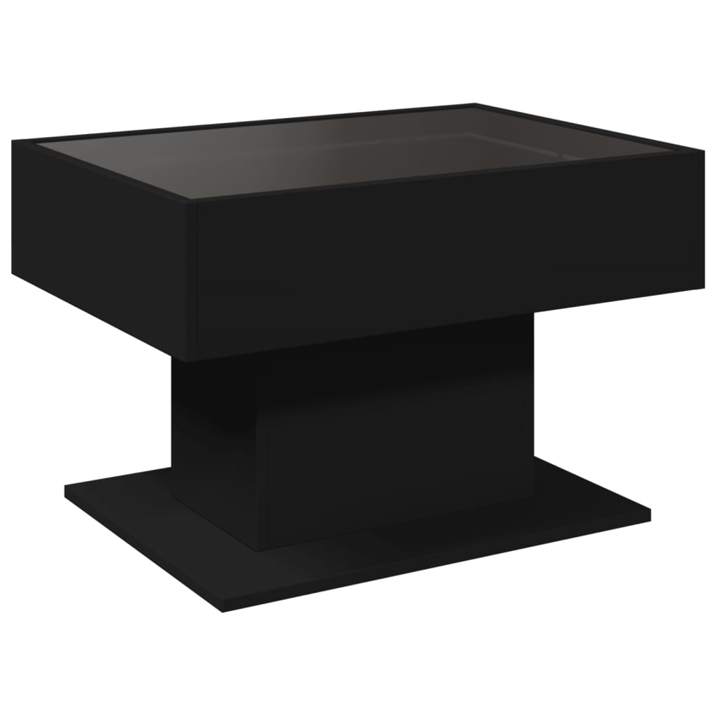 Coffee Table with LED Black 70x50x45 cm Engineered Wood