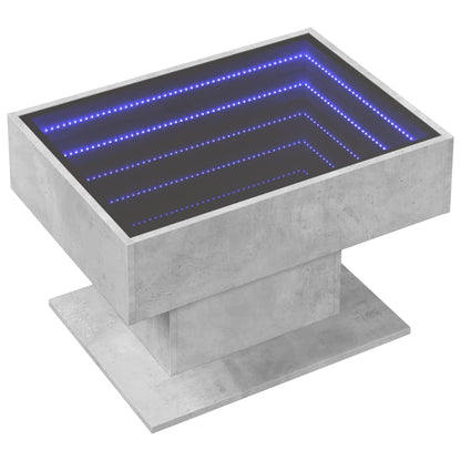Coffee Table with LED Concrete Grey 70x50x45 cm Engineered Wood