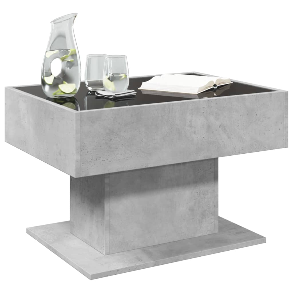 Coffee Table with LED Concrete Grey 70x50x45 cm Engineered Wood
