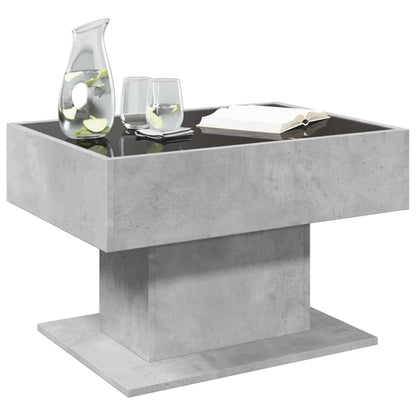 Coffee Table with LED Concrete Grey 70x50x45 cm Engineered Wood
