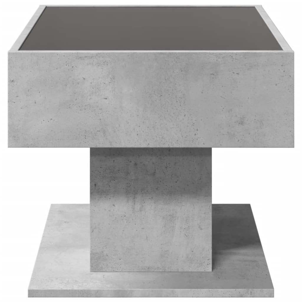 Coffee Table with LED Concrete Grey 70x50x45 cm Engineered Wood