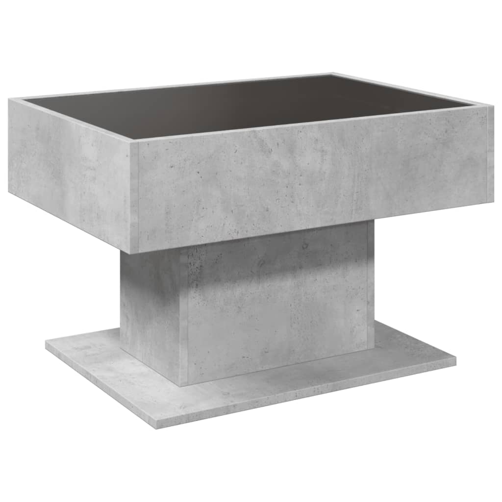 Coffee Table with LED Concrete Grey 70x50x45 cm Engineered Wood