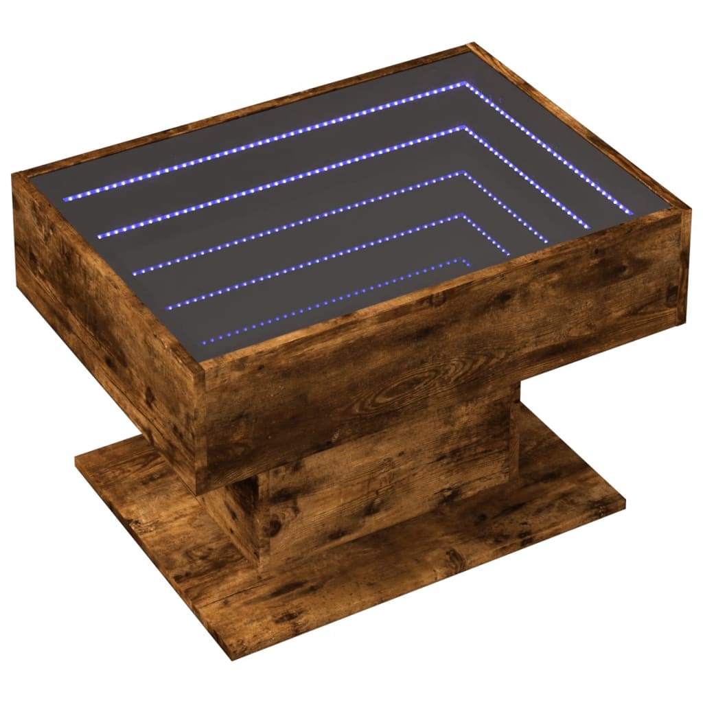 Coffee Table with LED Smoked Oak 70x50x45 cm Engineered Wood