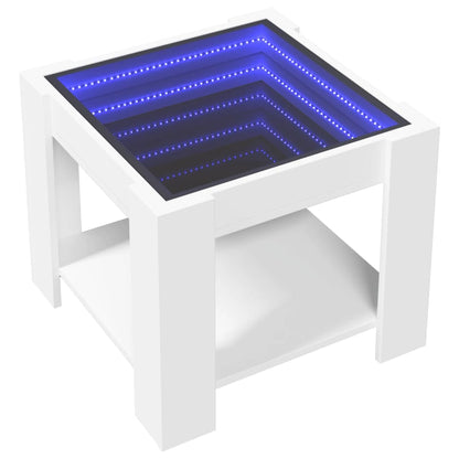 Coffee Table with LED White 53x53x45 cm Engineered Wood