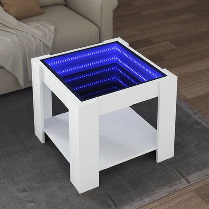 Coffee Table with LED White 53x53x45 cm Engineered Wood