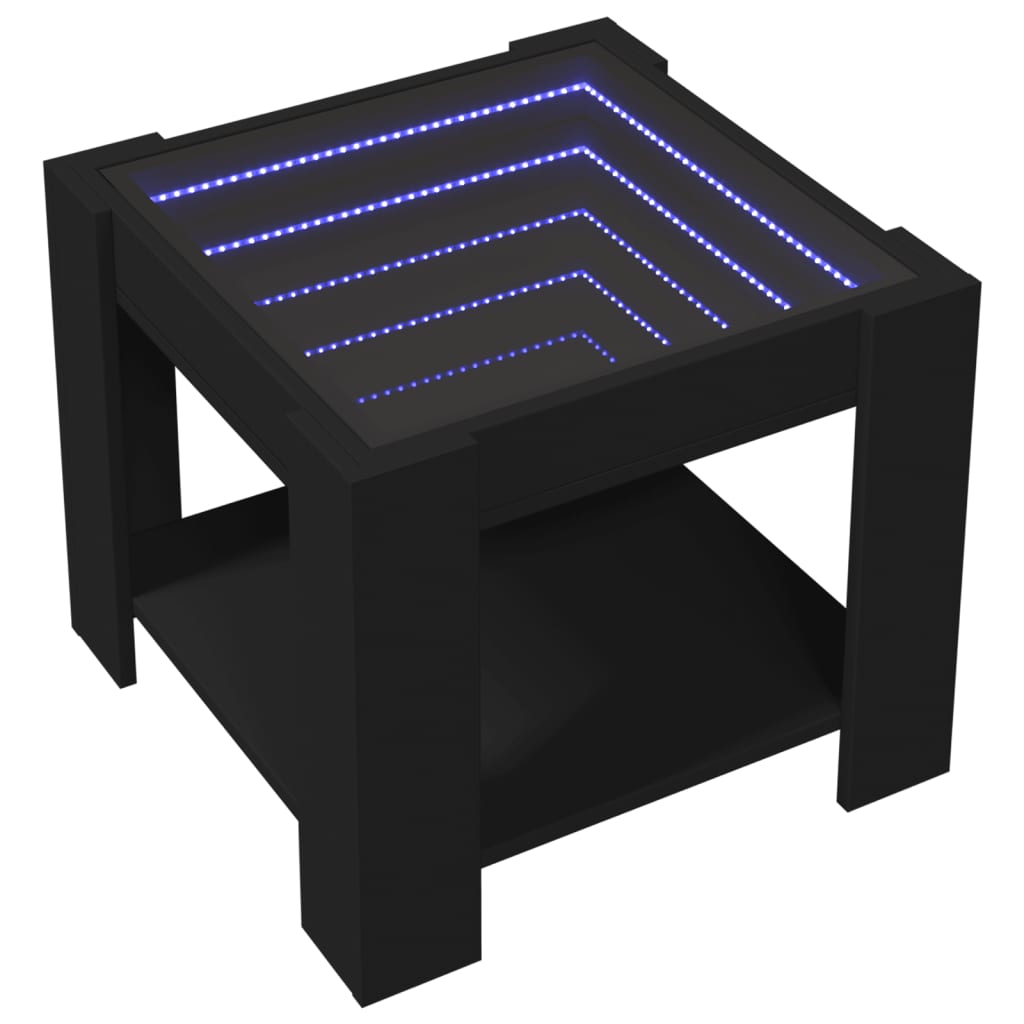 Coffee Table with LED Black 53x53x45 cm Engineered Wood