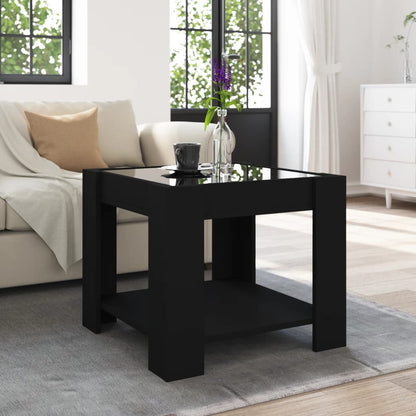 Coffee Table with LED Black 53x53x45 cm Engineered Wood