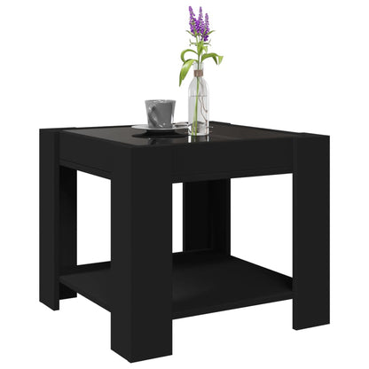 Coffee Table with LED Black 53x53x45 cm Engineered Wood