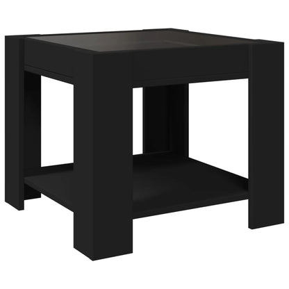 Coffee Table with LED Black 53x53x45 cm Engineered Wood