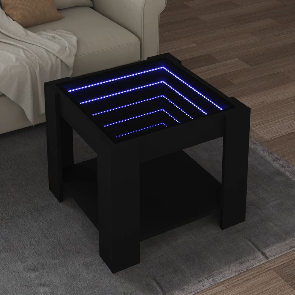 Coffee Table with LED Black 53x53x45 cm Engineered Wood