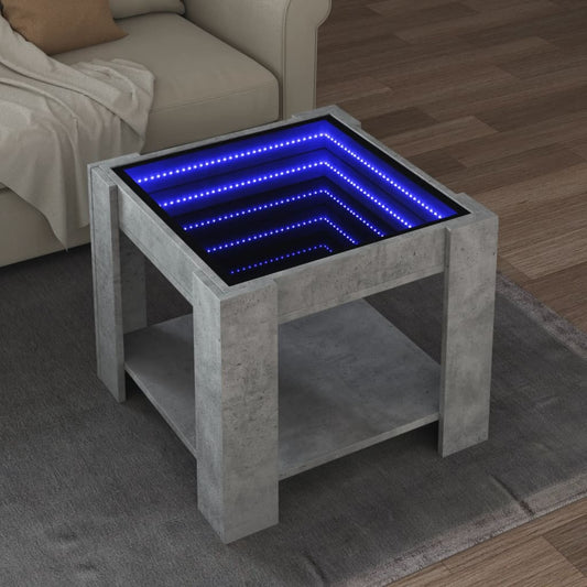 Coffee Table with LED Concrete Grey 53x53x45 cm Engineered Wood