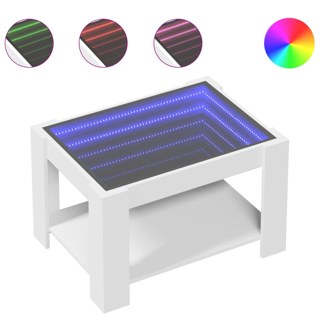 Coffee Table with LED White 73x53x45 cm Engineered Wood