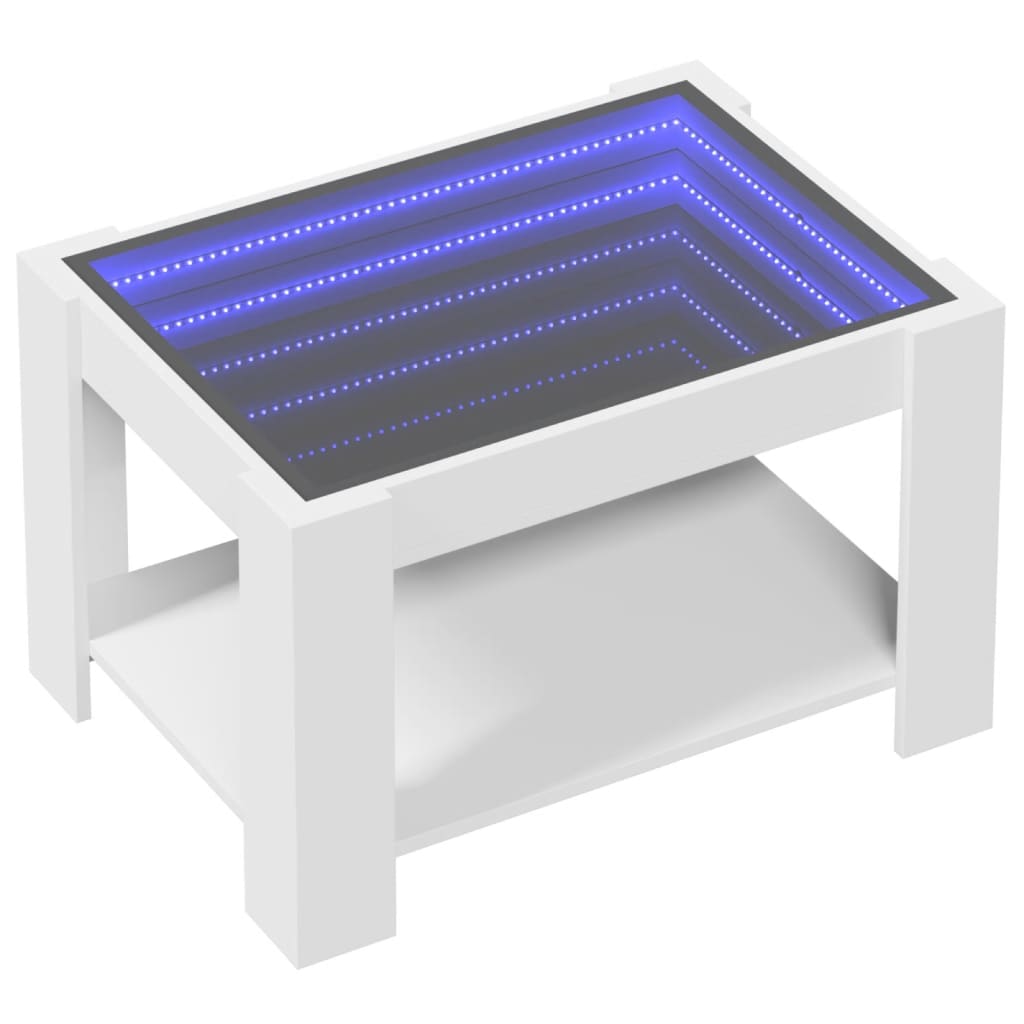 Coffee Table with LED White 73x53x45 cm Engineered Wood