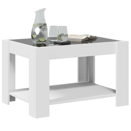 Coffee Table with LED White 73x53x45 cm Engineered Wood