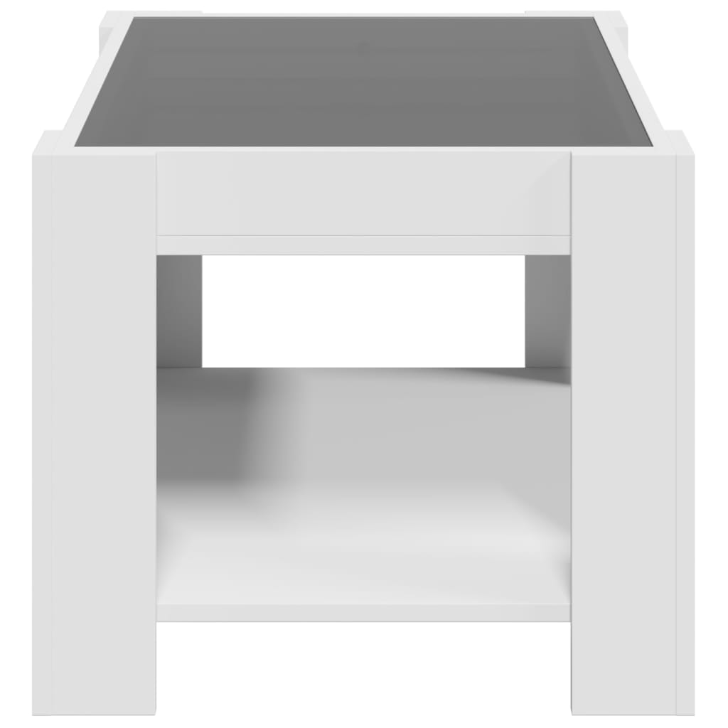 Coffee Table with LED White 73x53x45 cm Engineered Wood