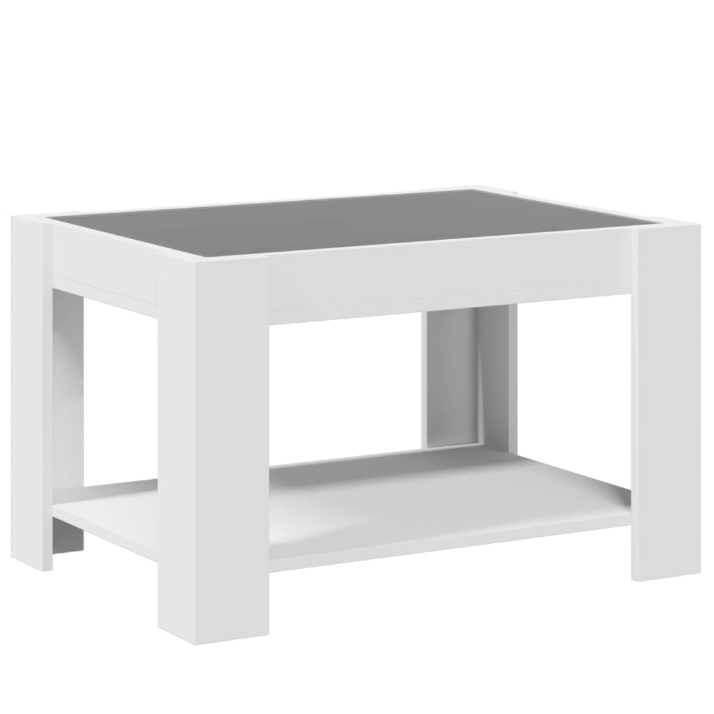 Coffee Table with LED White 73x53x45 cm Engineered Wood