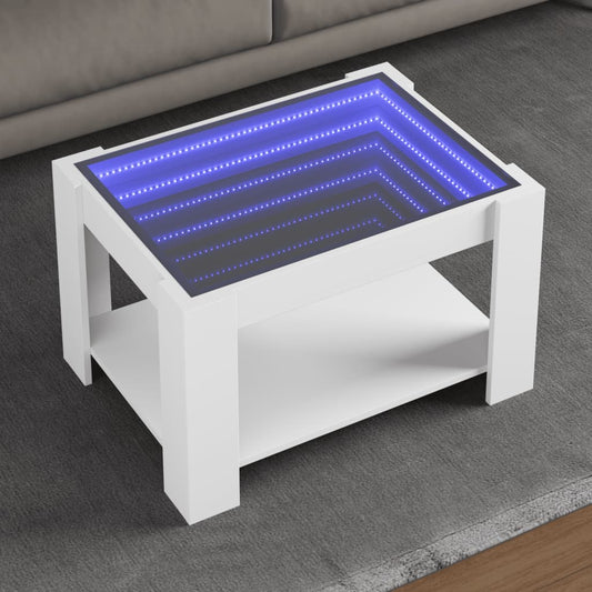 Coffee Table with LED White 73x53x45 cm Engineered Wood