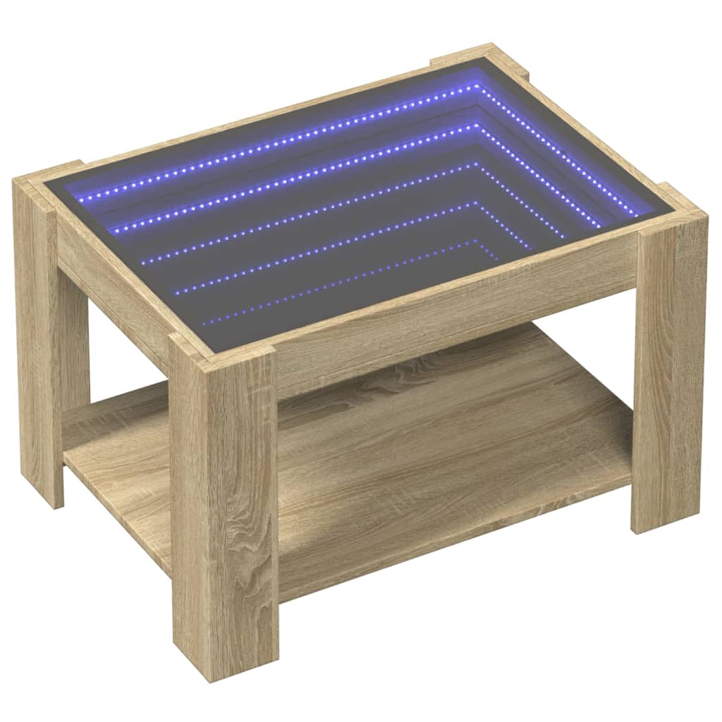 Coffee Table with LED Sonoma Oak 73x53x45 cm Engineered Wood