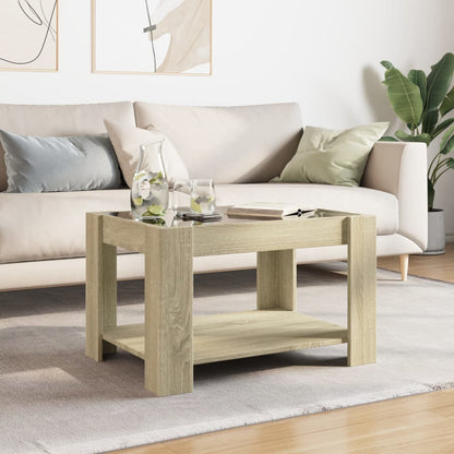 Coffee Table with LED Sonoma Oak 73x53x45 cm Engineered Wood
