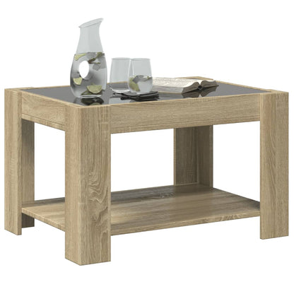 Coffee Table with LED Sonoma Oak 73x53x45 cm Engineered Wood