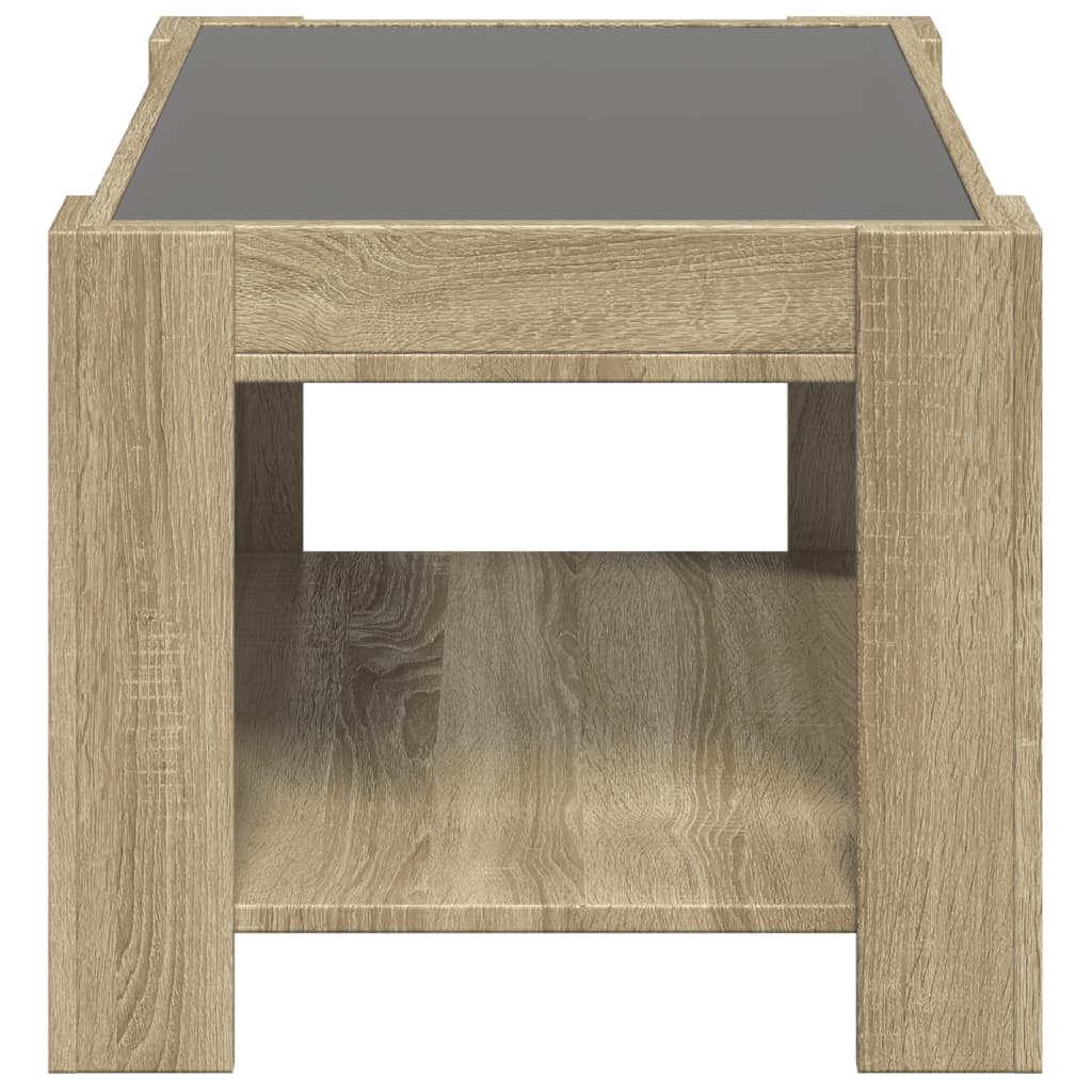 Coffee Table with LED Sonoma Oak 73x53x45 cm Engineered Wood