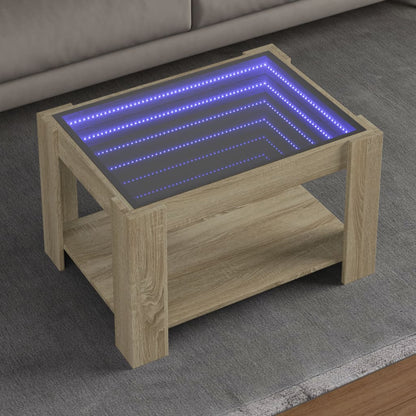 Coffee Table with LED Sonoma Oak 73x53x45 cm Engineered Wood