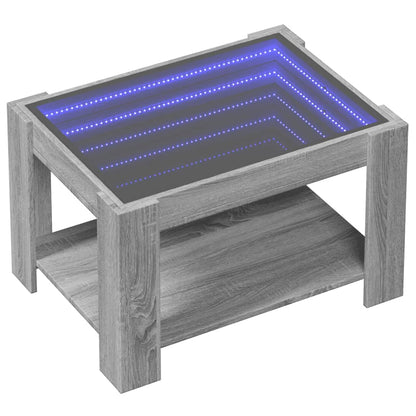 Coffee Table with LED Grey Sonoma 73x53x45 cm Engineered Wood