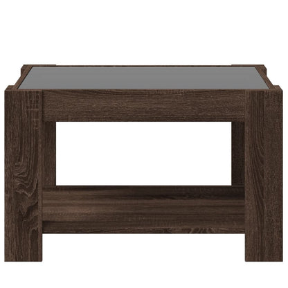 Coffee Table with LED Brown Oak 73x53x45 cm Engineered Wood