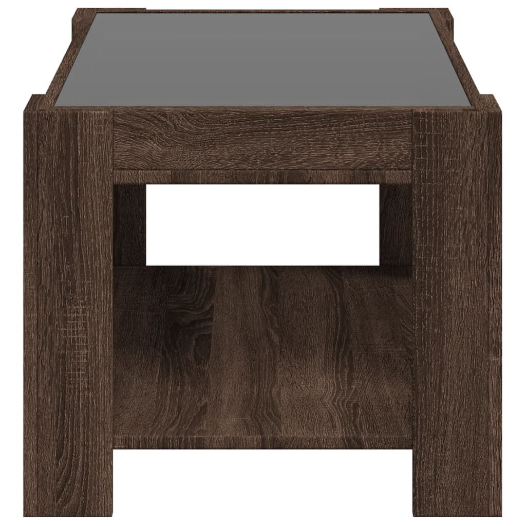 Coffee Table with LED Brown Oak 73x53x45 cm Engineered Wood