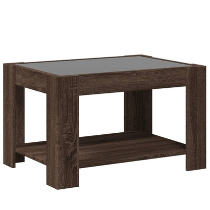 Coffee Table with LED Brown Oak 73x53x45 cm Engineered Wood