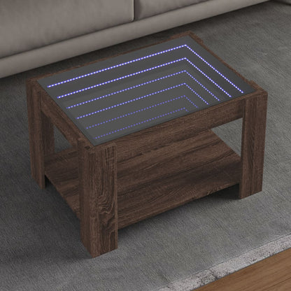 Coffee Table with LED Brown Oak 73x53x45 cm Engineered Wood