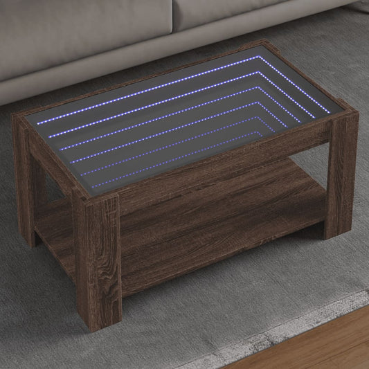 Coffee Table with LED Brown Oak 93x53x45 cm Engineered Wood