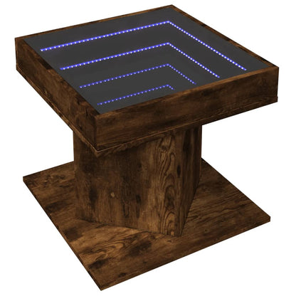 Coffee Table with LED Smoked Oak 50x50x45 cm Engineered Wood