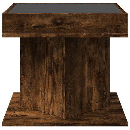 Coffee Table with LED Smoked Oak 50x50x45 cm Engineered Wood