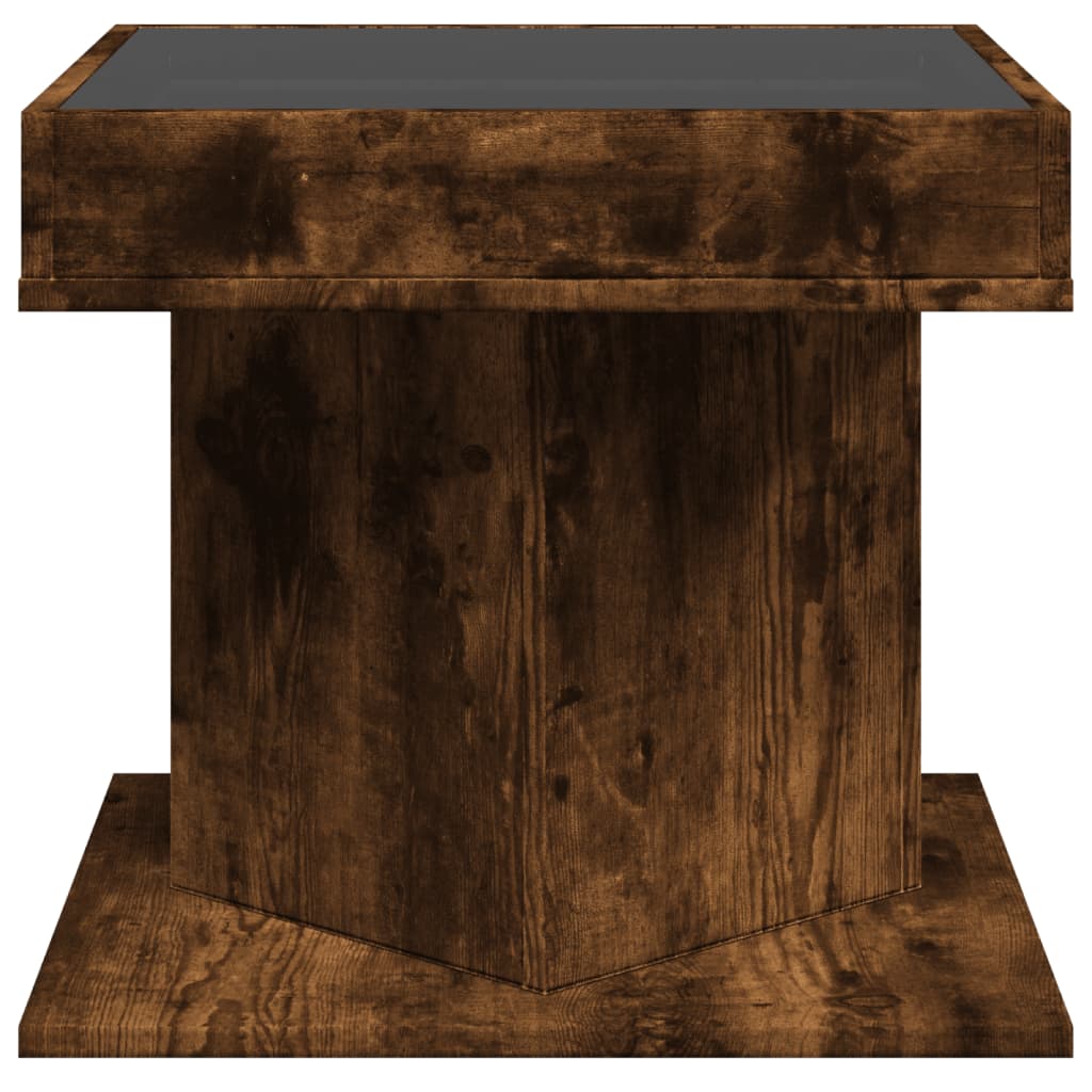 Coffee Table with LED Smoked Oak 50x50x45 cm Engineered Wood