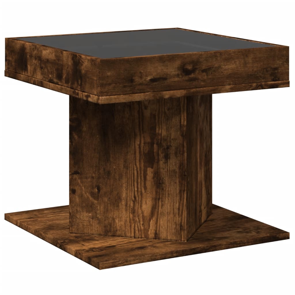 Coffee Table with LED Smoked Oak 50x50x45 cm Engineered Wood