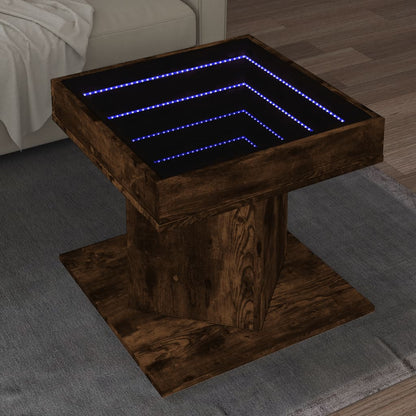 Coffee Table with LED Smoked Oak 50x50x45 cm Engineered Wood