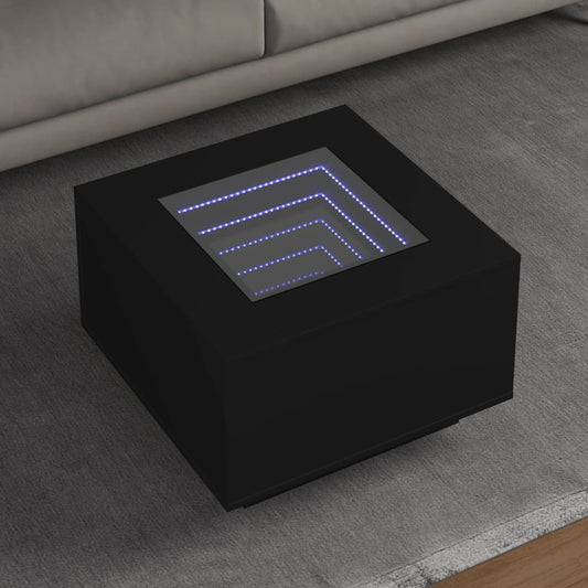 Coffee Table with LED Black 60x60x40 cm Engineered Wood