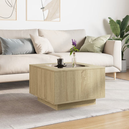 Coffee Table with LED Sonoma Oak 60x60x40 cm Engineered Wood